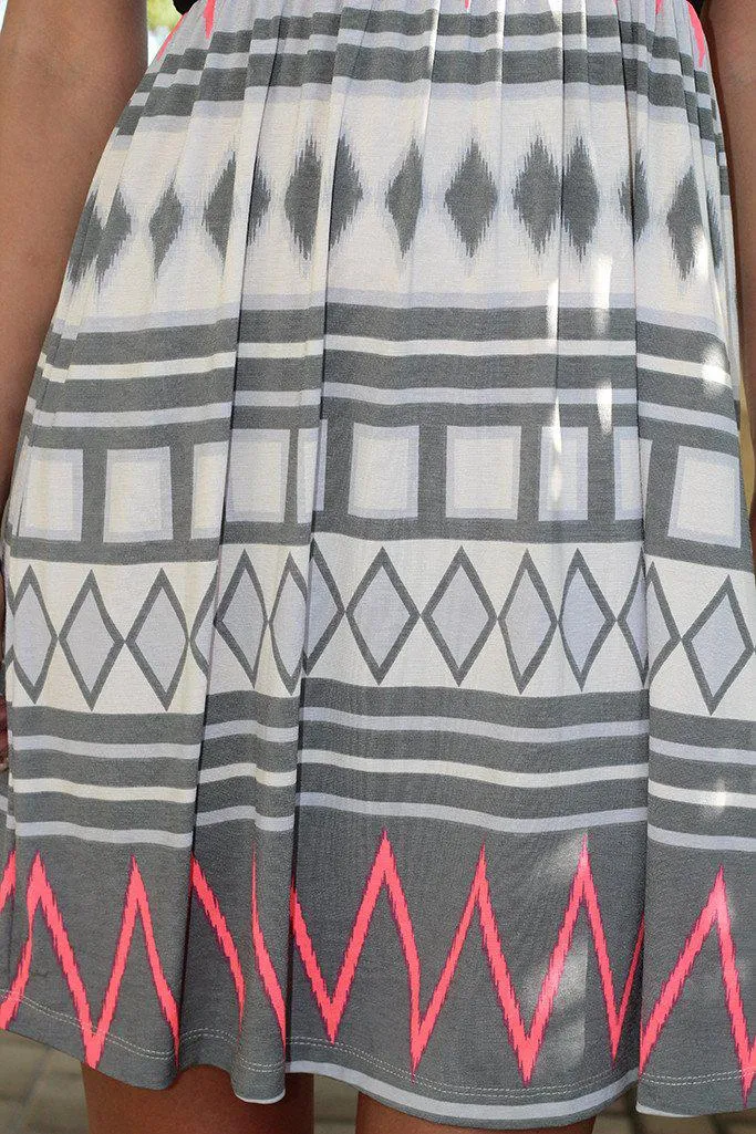 Black And Gray Chevron Short Dress