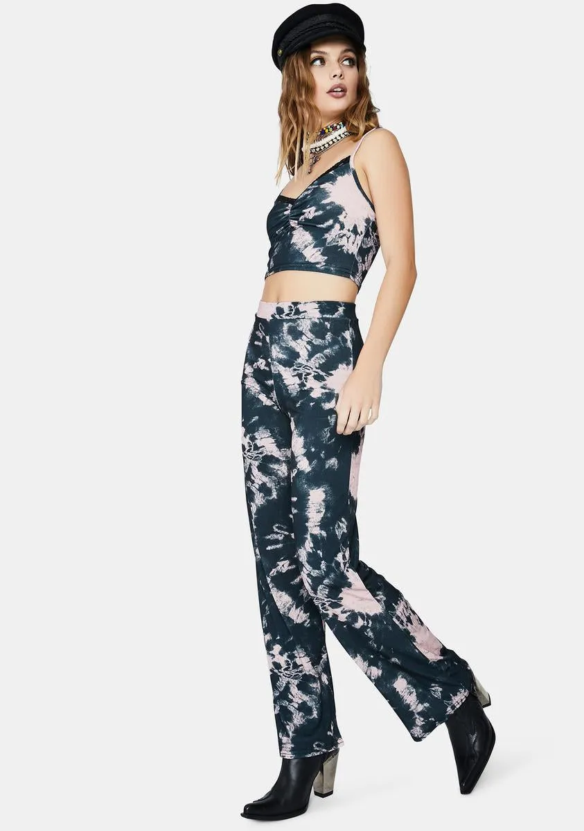 Black And Pink Tie Dye Trousers