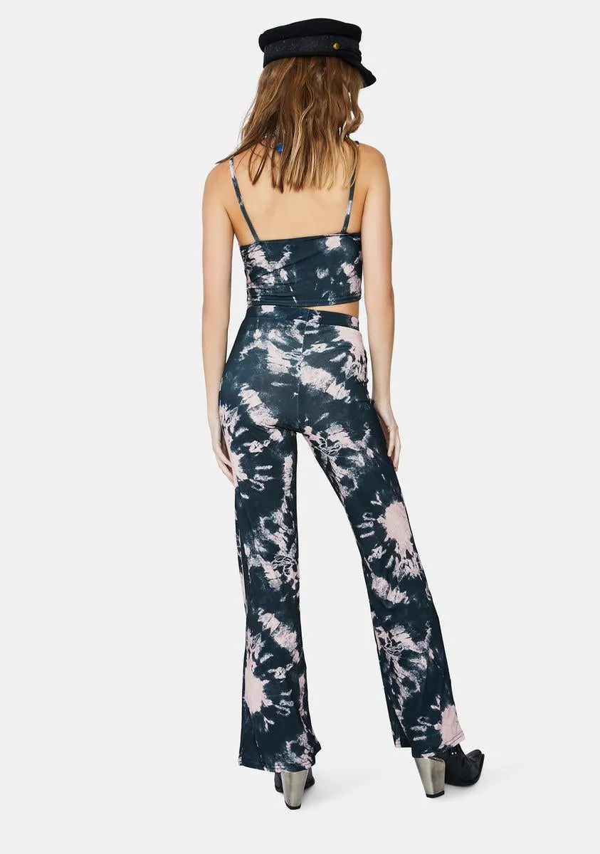 Black And Pink Tie Dye Trousers