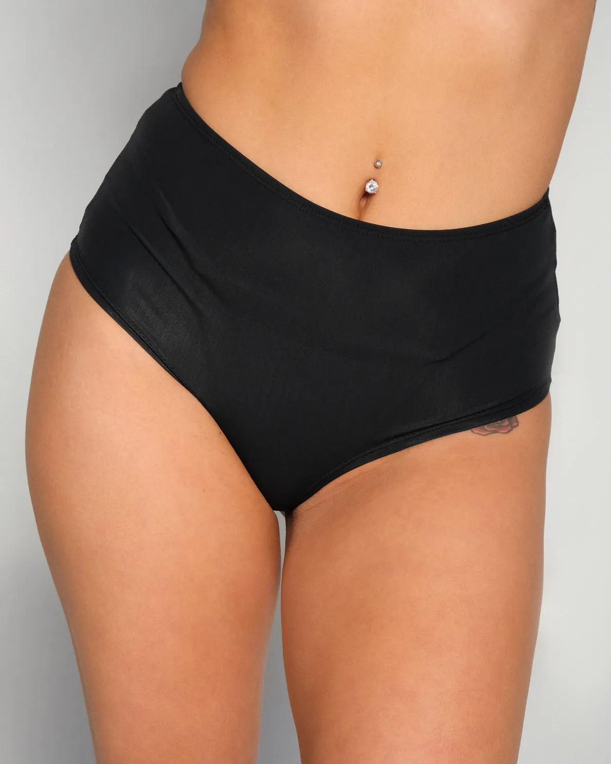Black High Waist Cheeky Bottoms