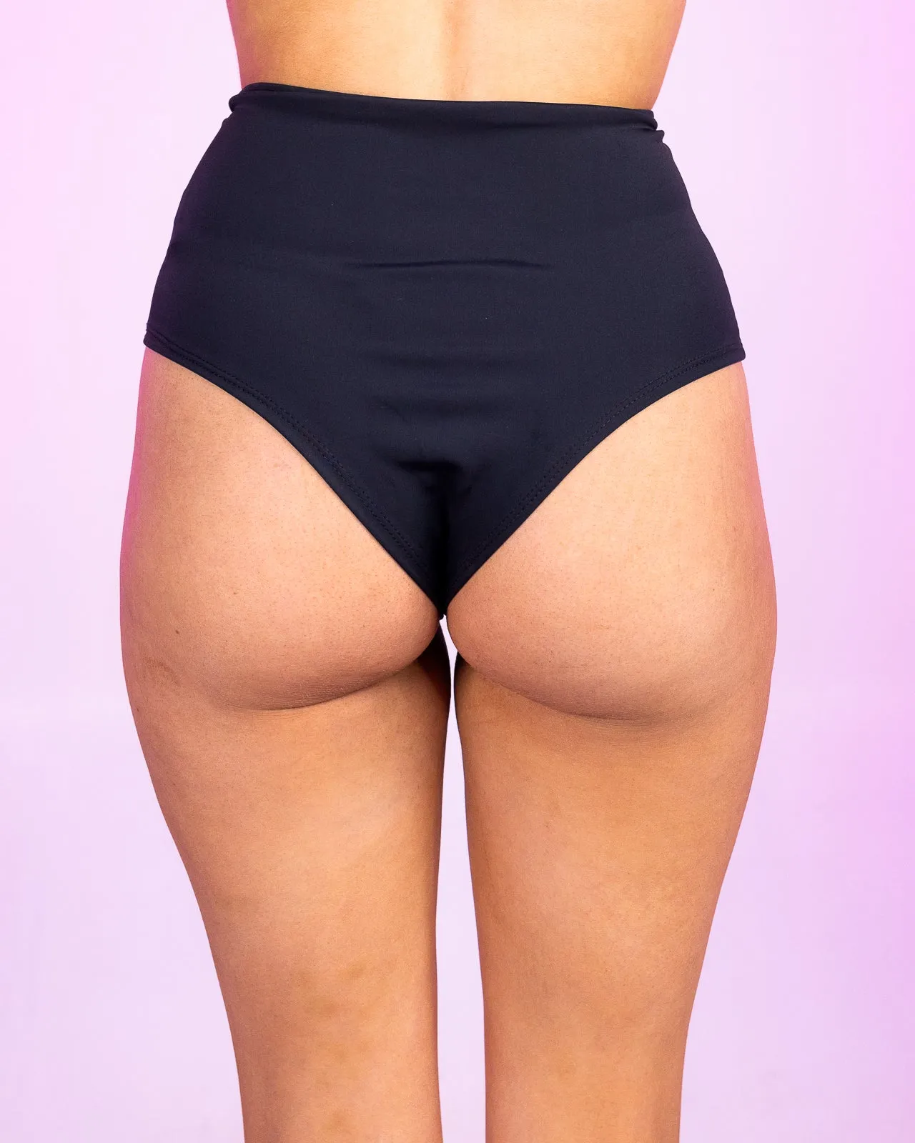 Black High Waist Cheeky Bottoms