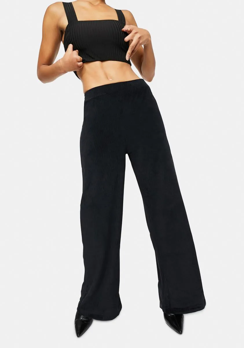 Black Obeli Velvet Rib Trousers