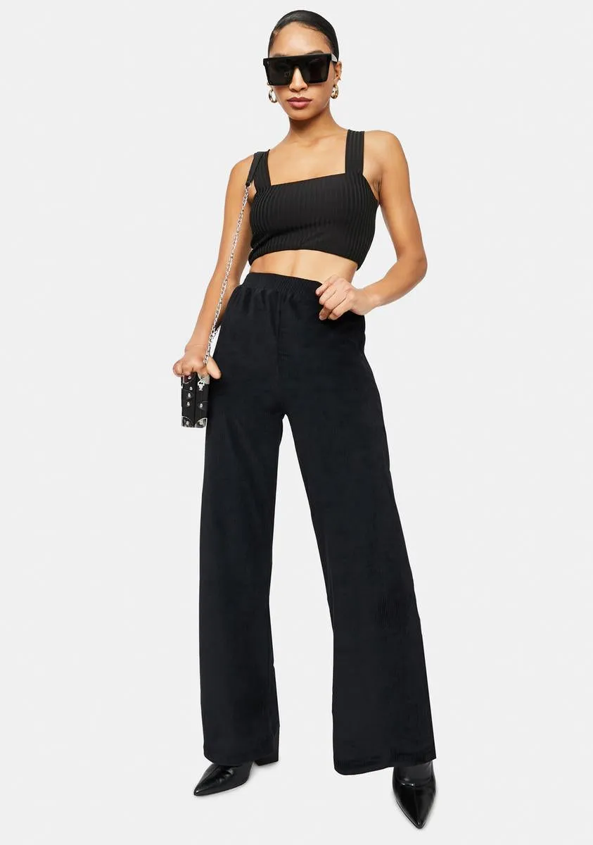 Black Obeli Velvet Rib Trousers