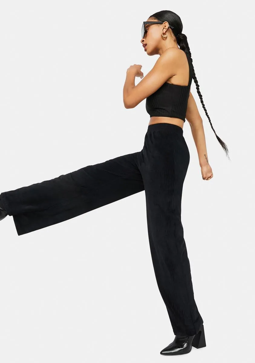 Black Obeli Velvet Rib Trousers