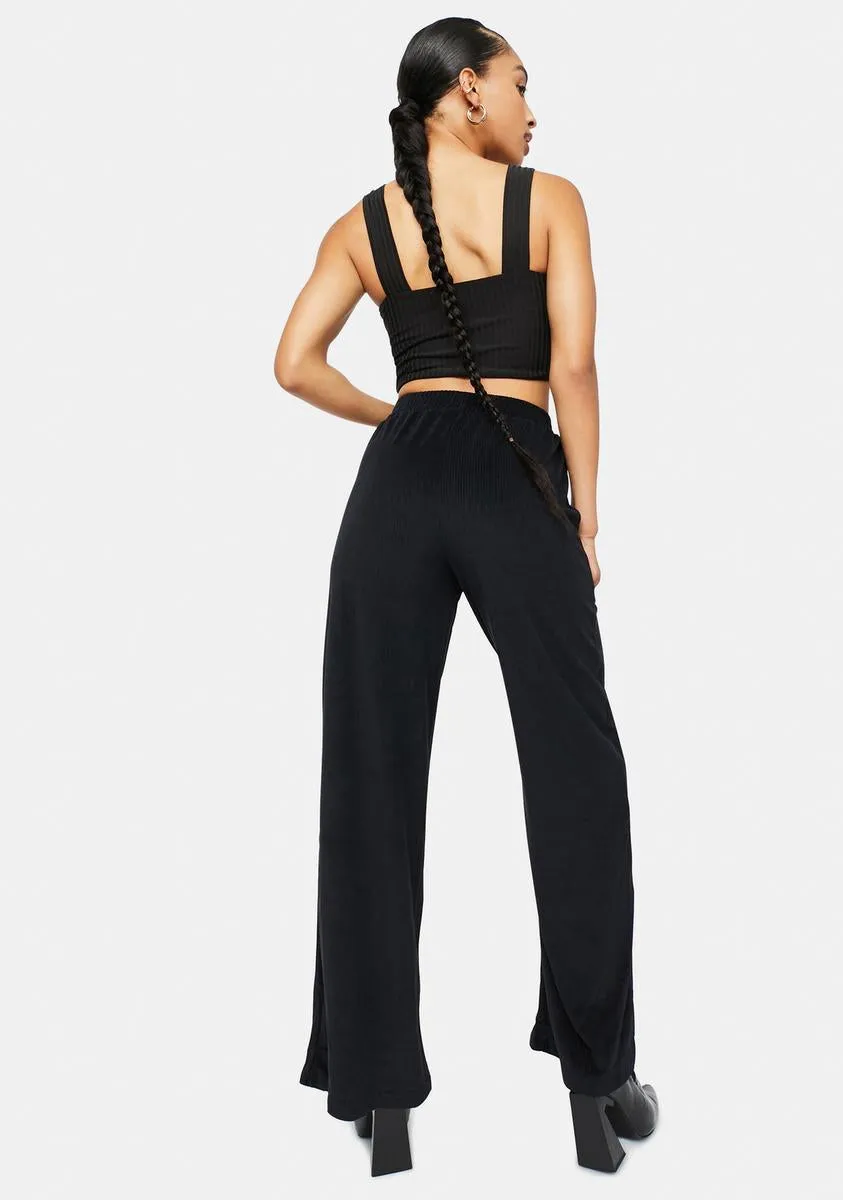 Black Obeli Velvet Rib Trousers