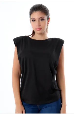 Black Pad Shoulder Top