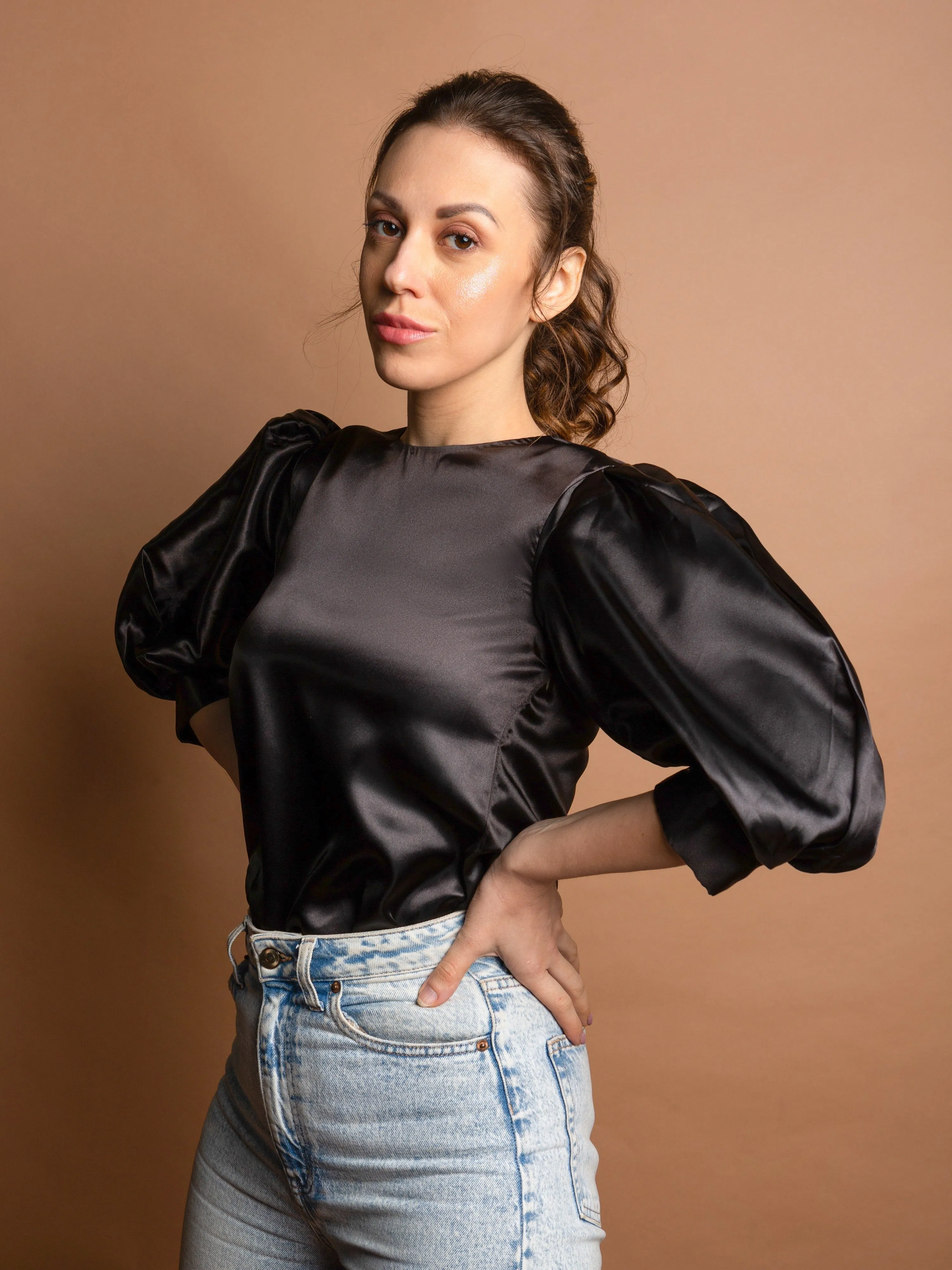 Black Satin Top