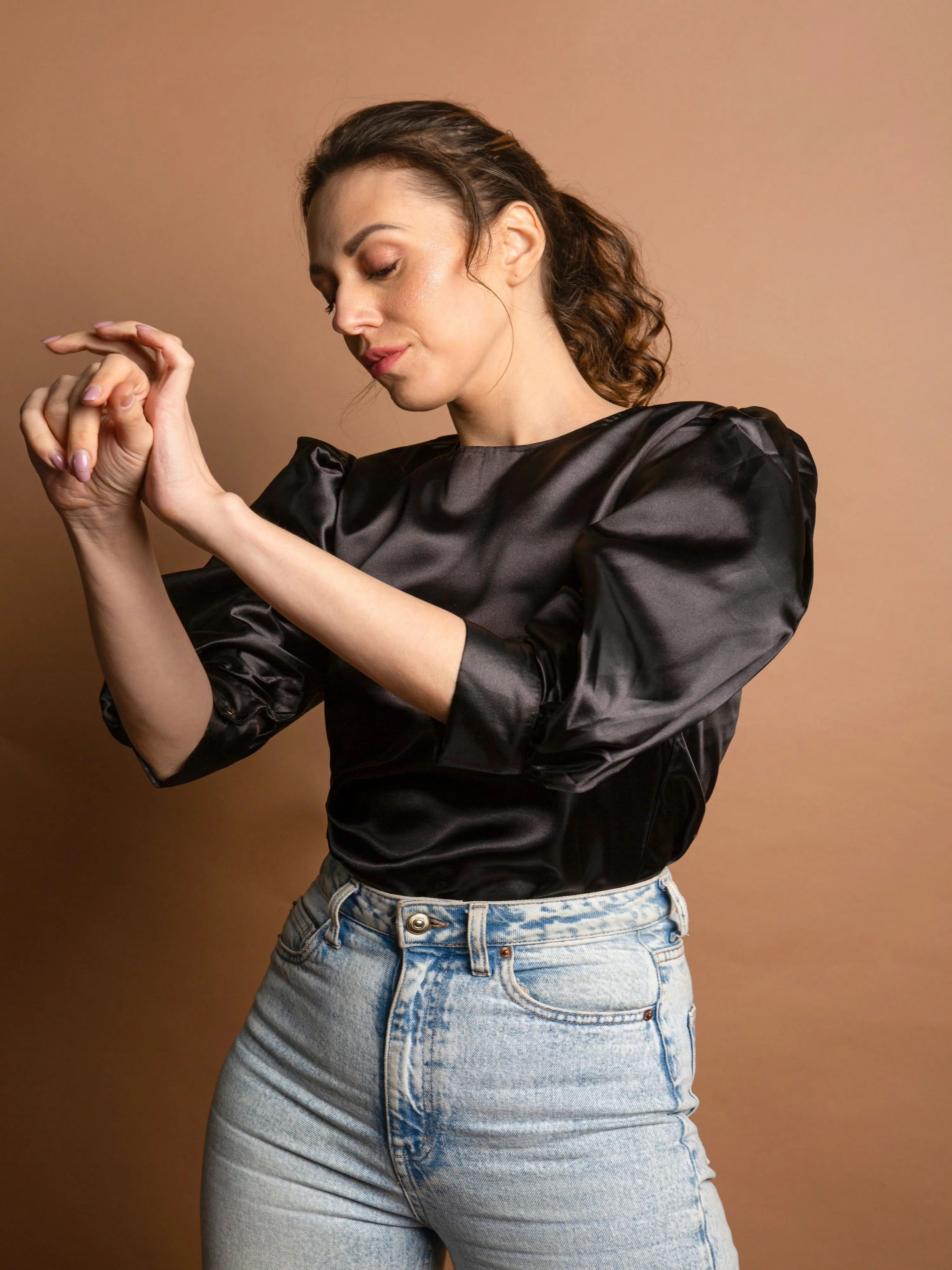 Black Satin Top