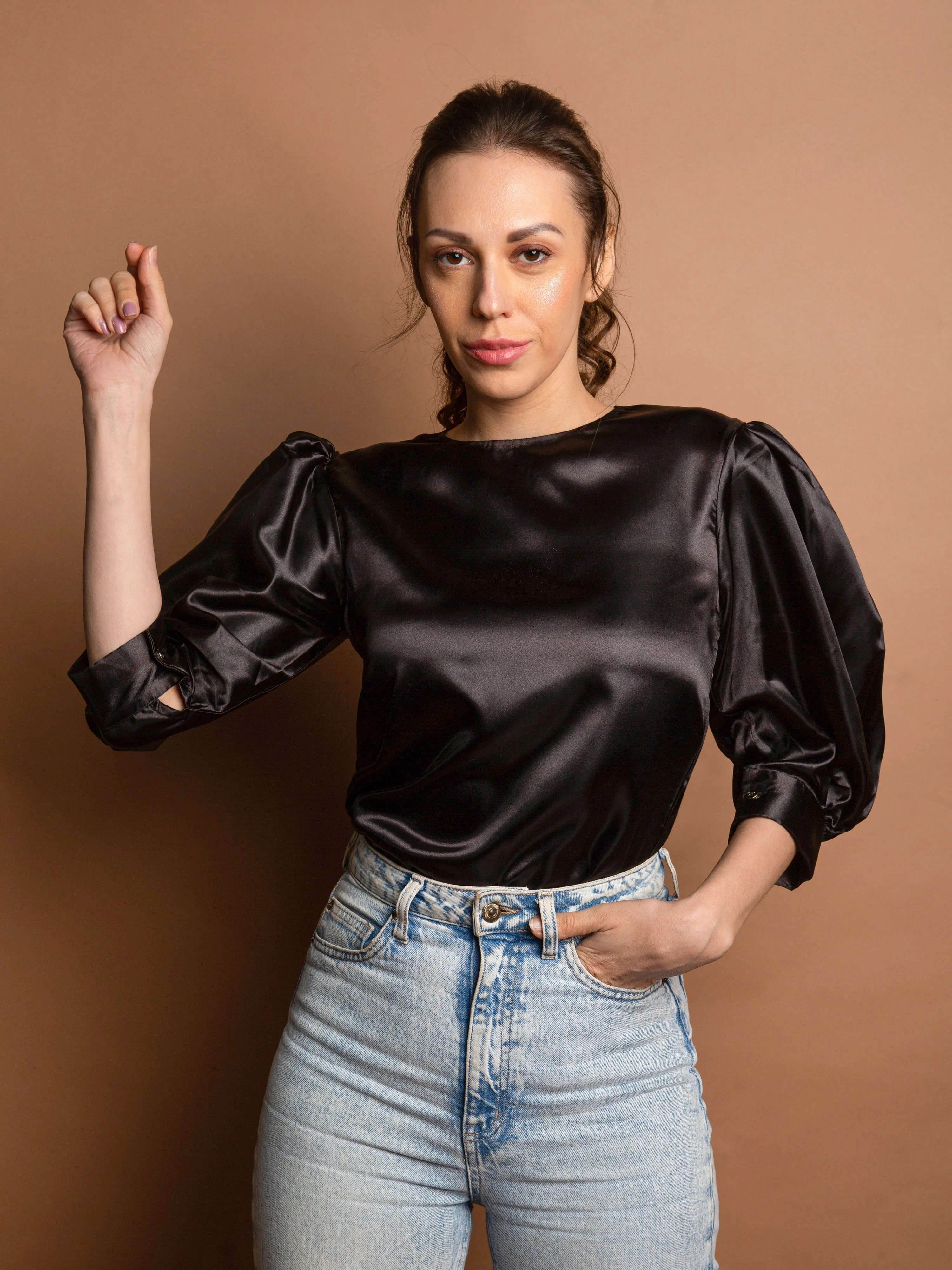 Black Satin Top