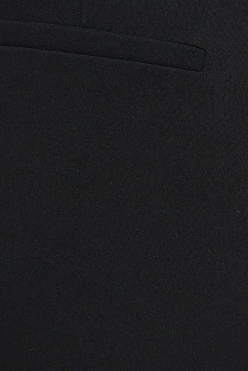Black Tailored Pants High Waist Tab Pleat Front