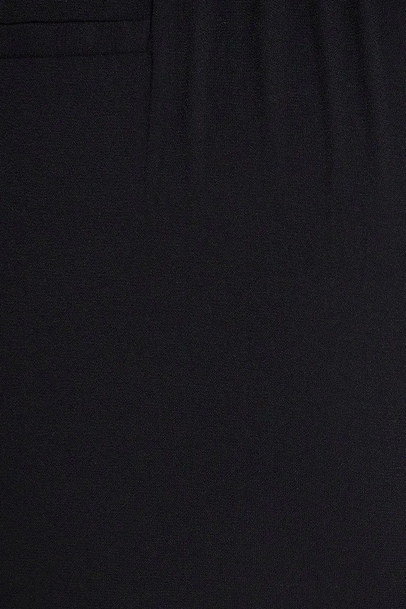 Black Track Pants High Rise Polyester Elastic Waist