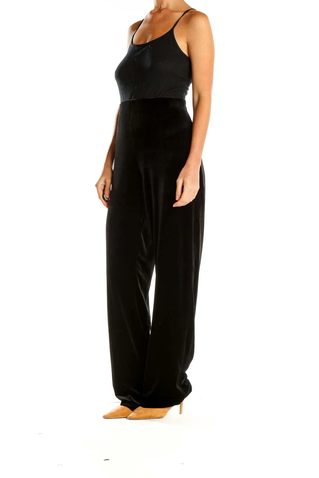 Black Velvet Wide-Leg Trousers