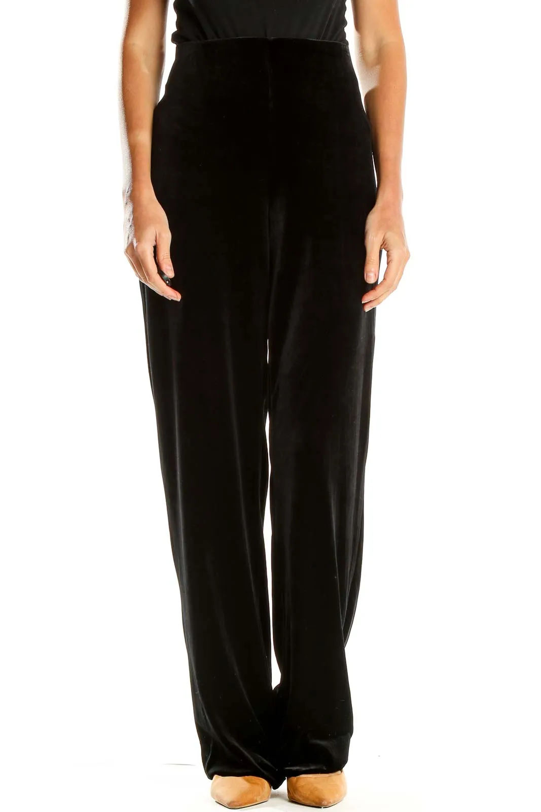 Black Velvet Wide-Leg Trousers