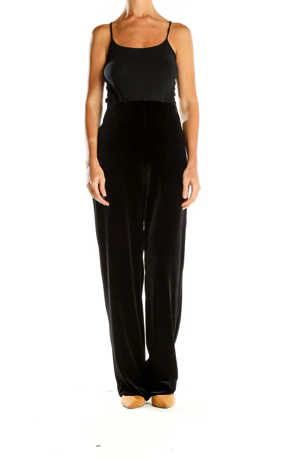 Black Velvet Wide-Leg Trousers