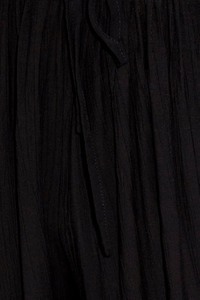 Black Wide Leg Pants High Rise Elastic Waist