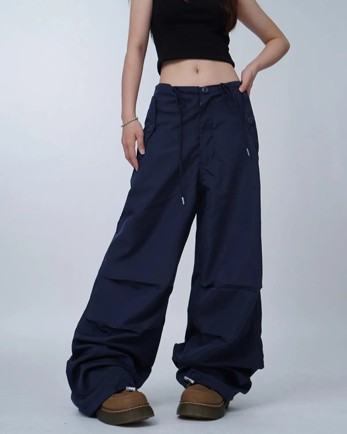 Black work-wear wide-leg pants