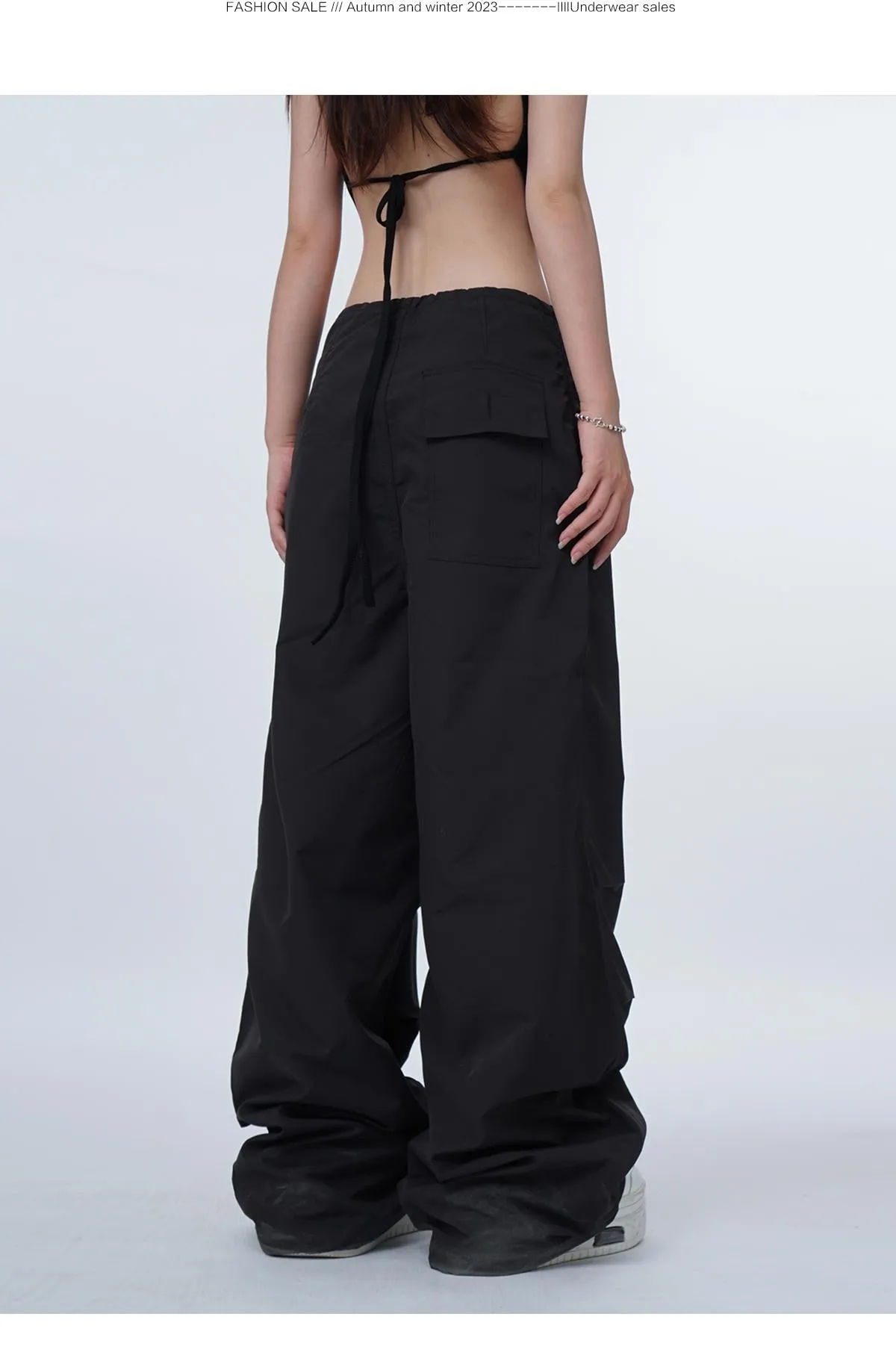 Black work-wear wide-leg pants