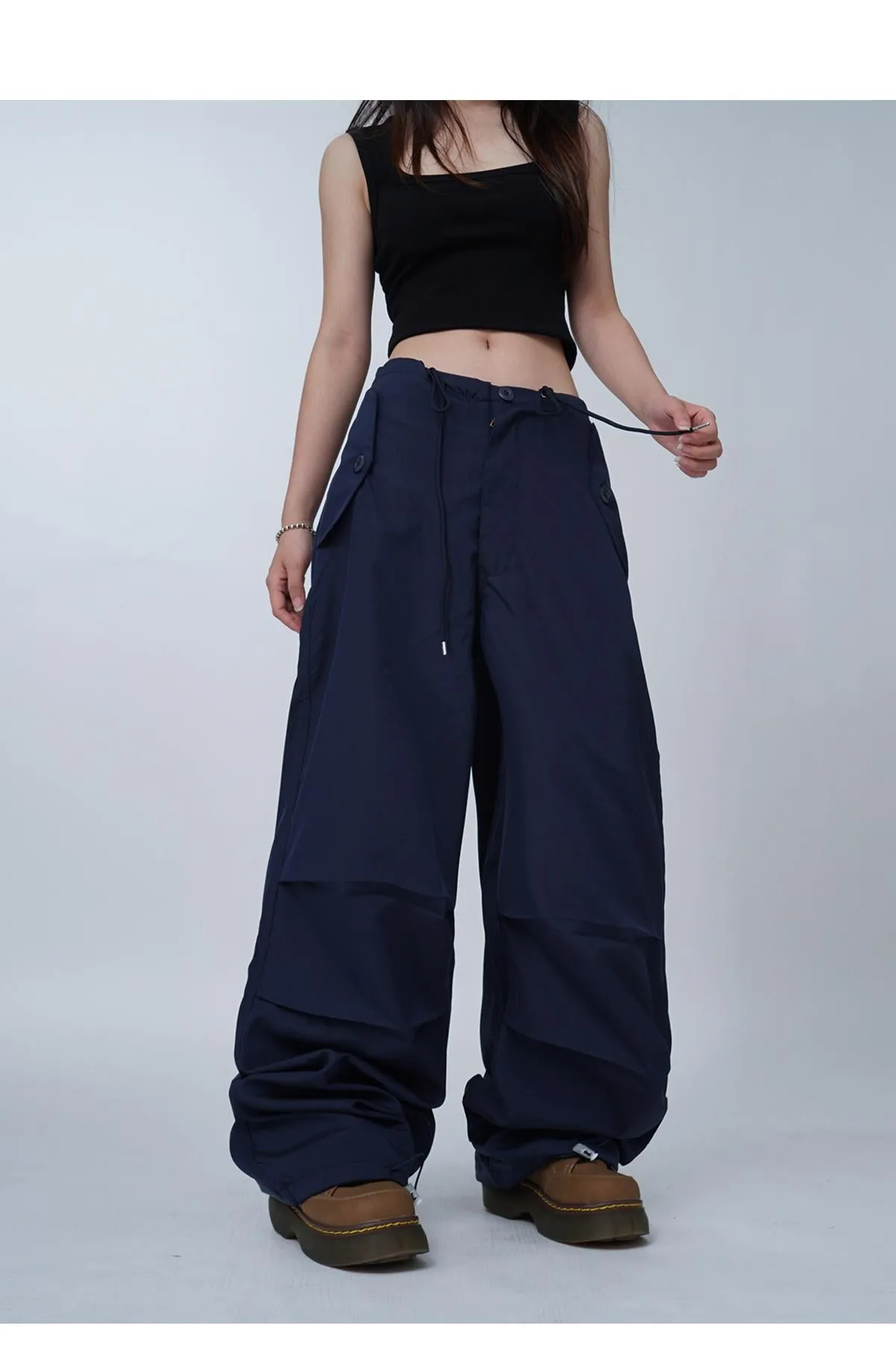 Black work-wear wide-leg pants