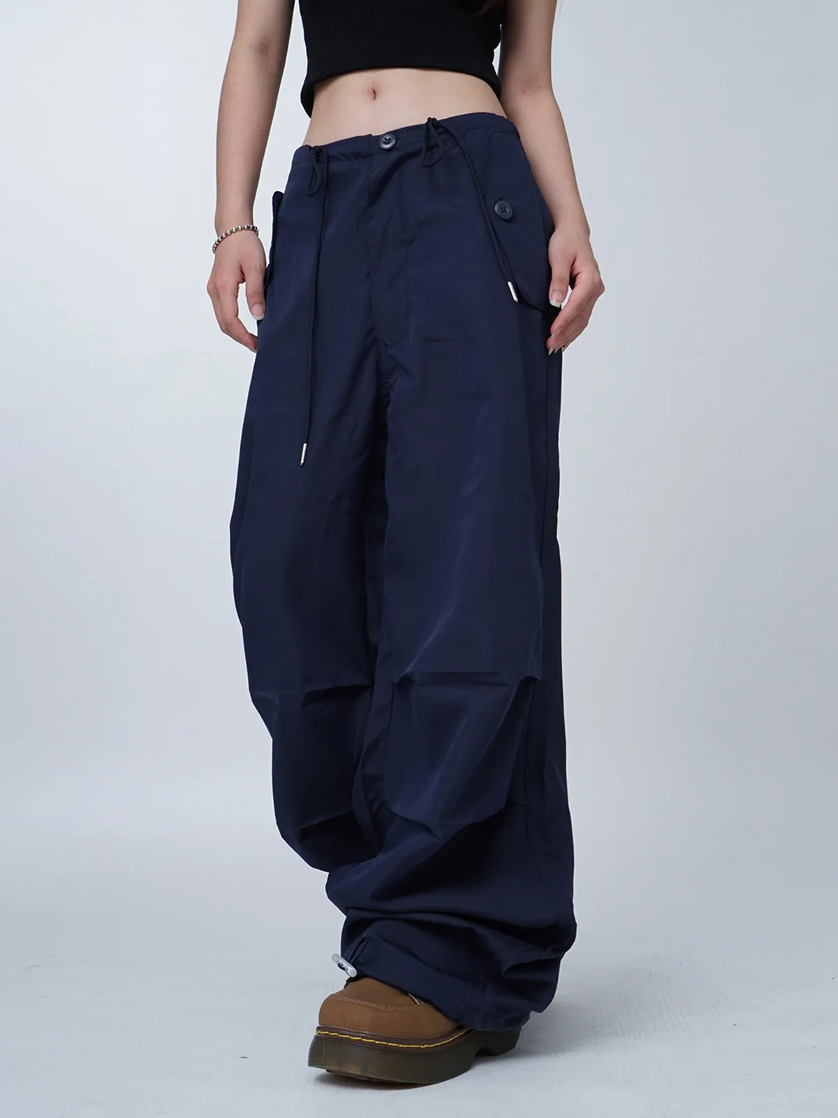 Black work-wear wide-leg pants