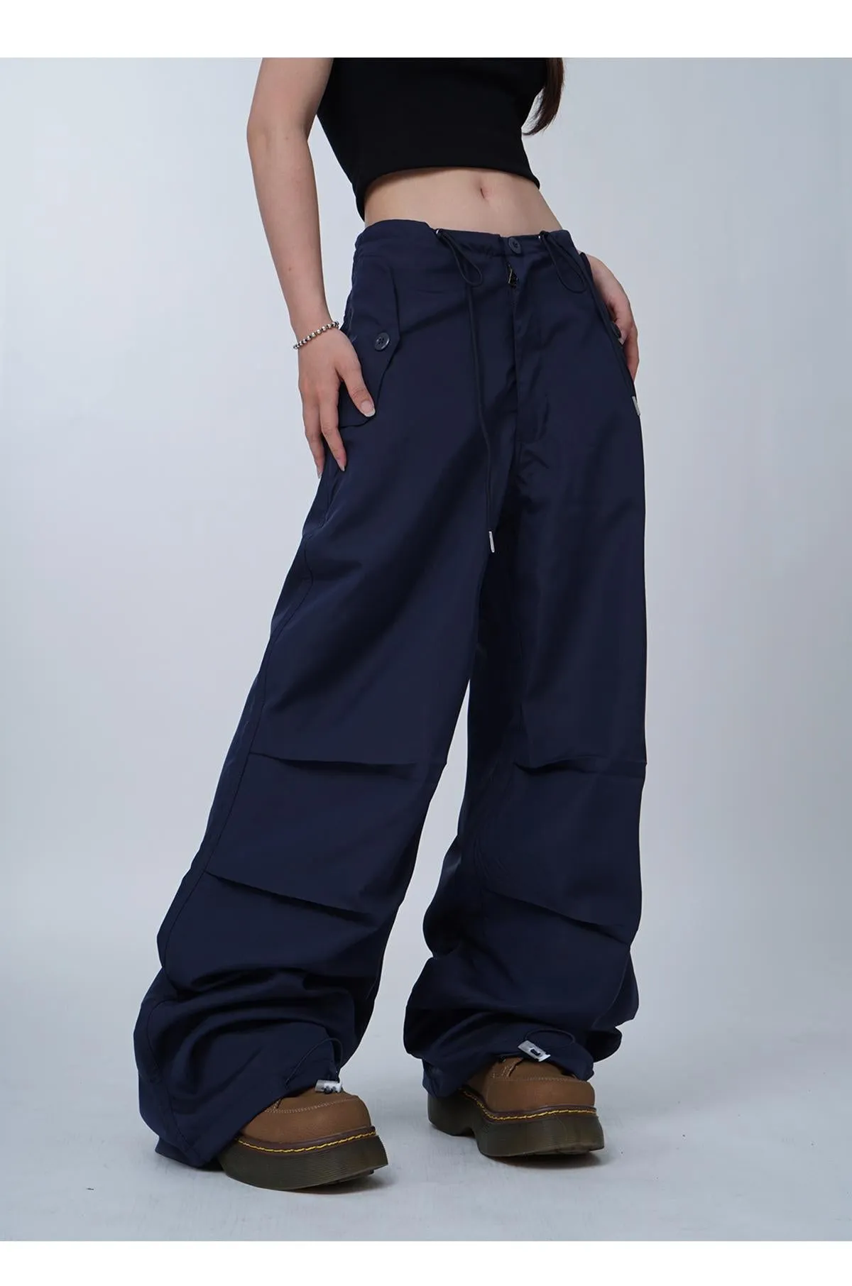 Black work-wear wide-leg pants