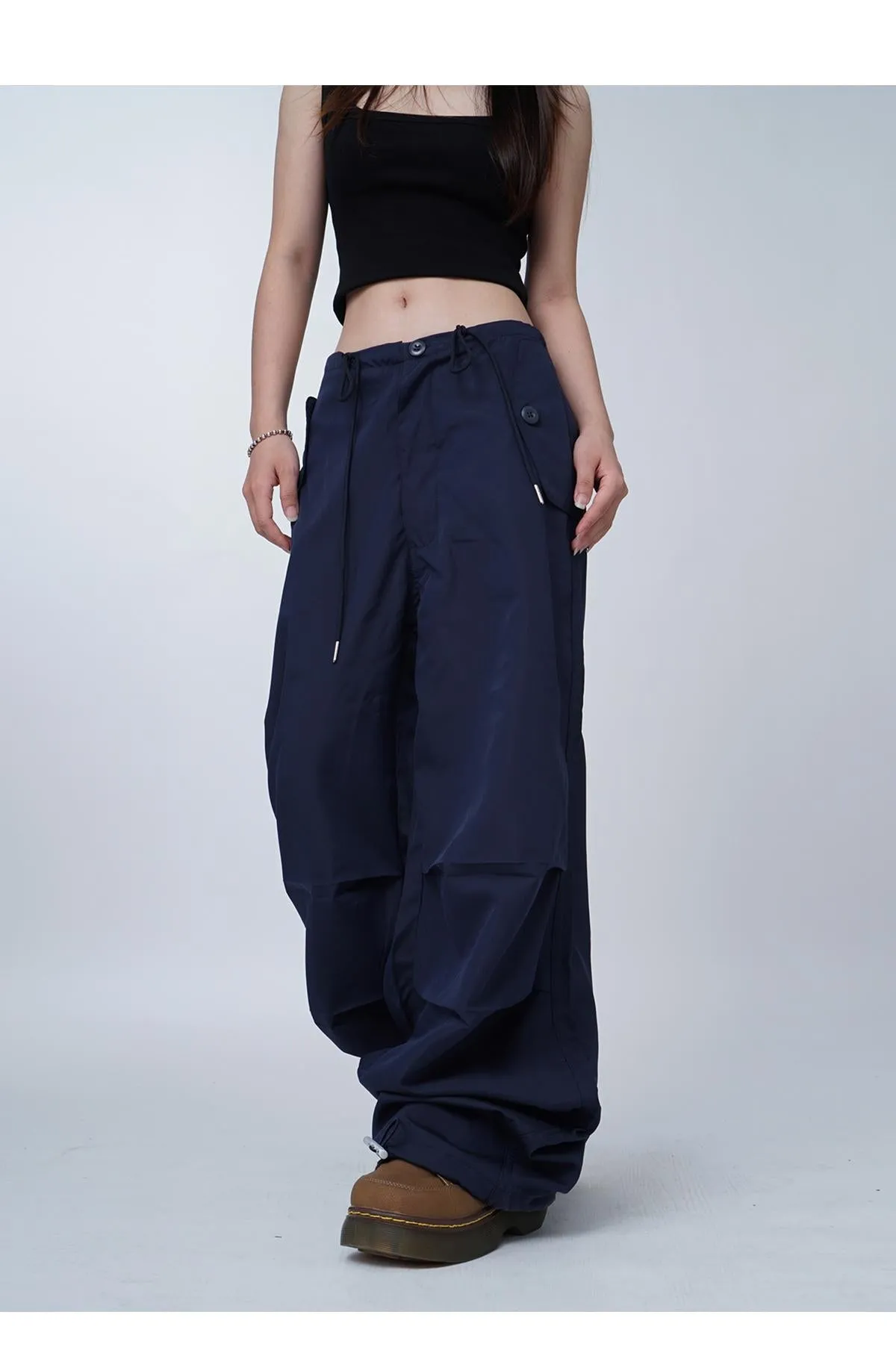 Black work-wear wide-leg pants