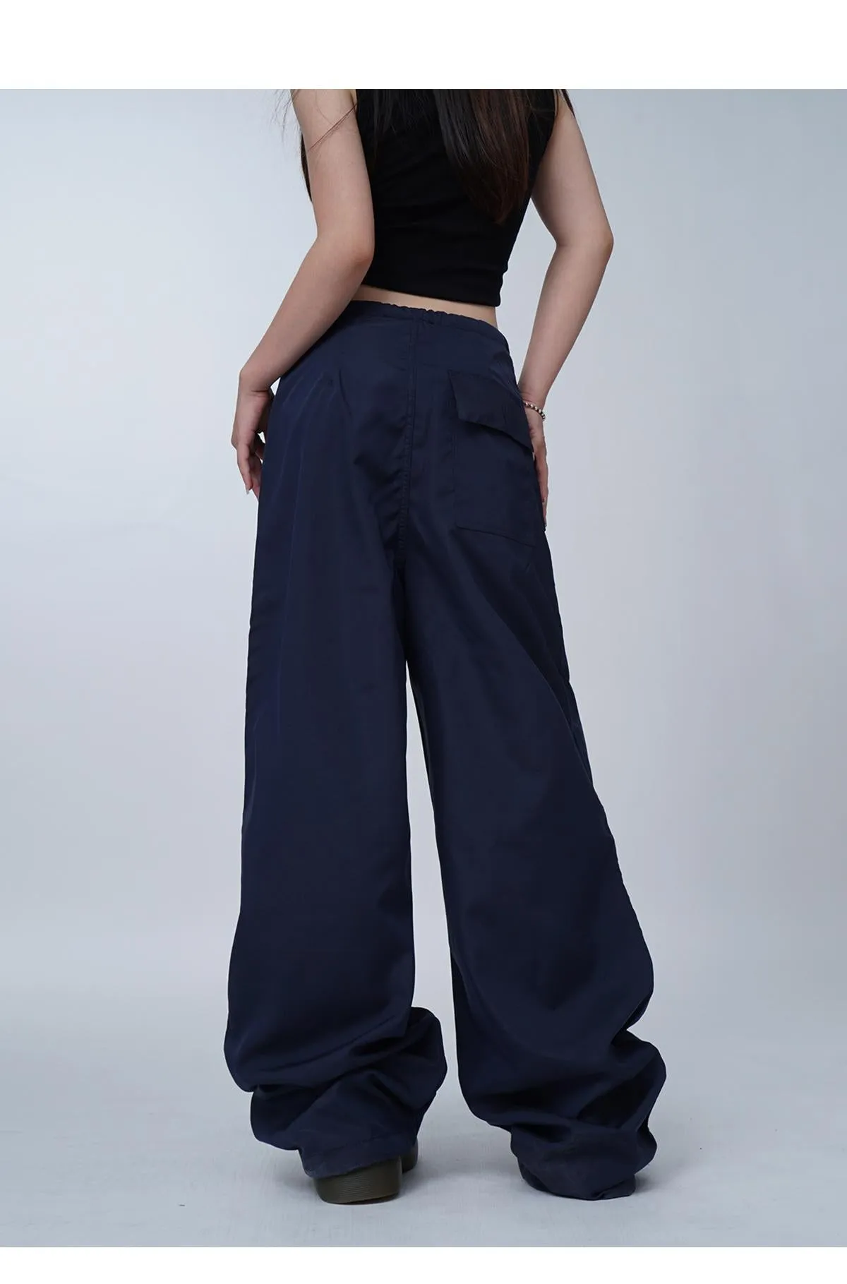 Black work-wear wide-leg pants