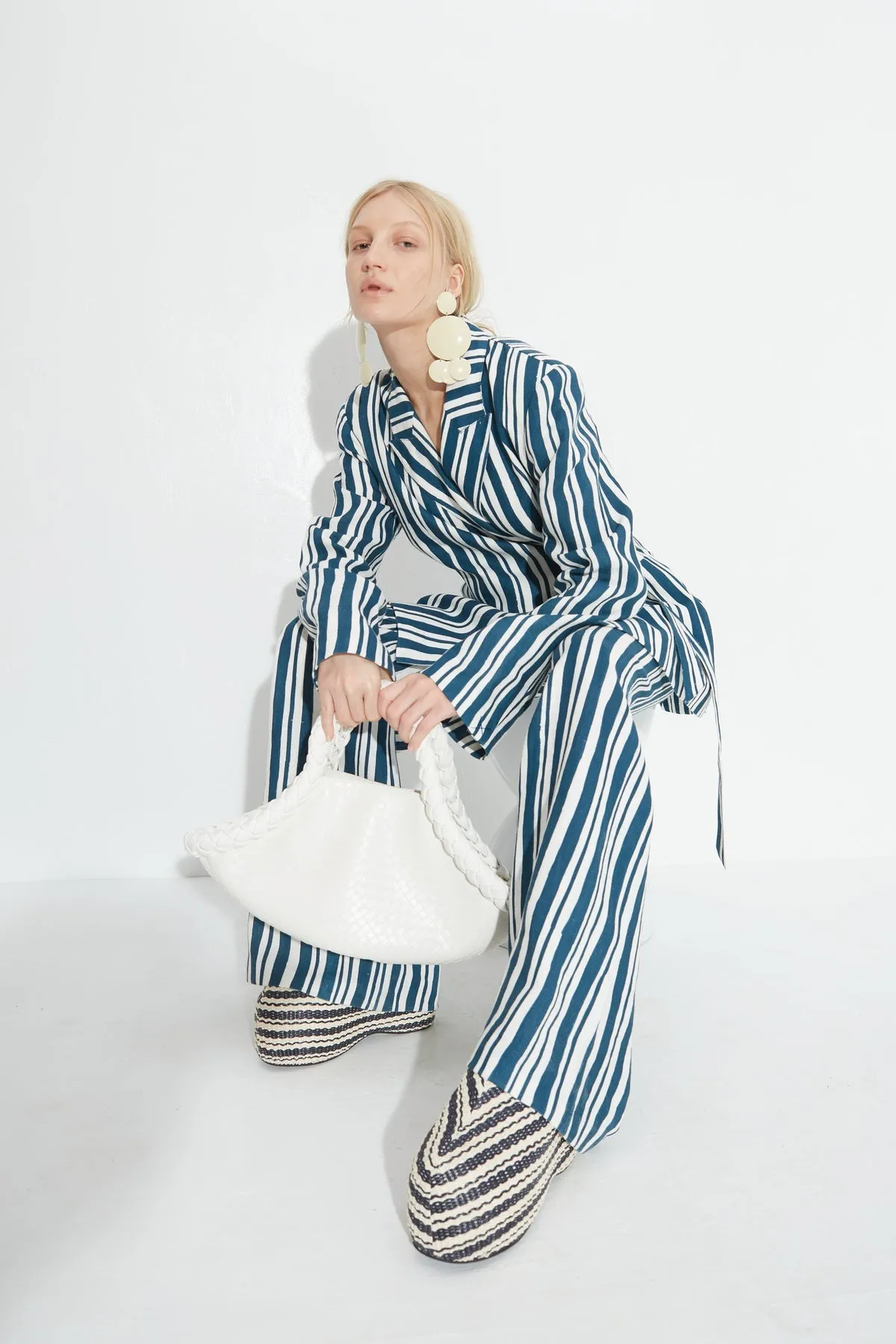 Bloo Linen Pant | Ink/Macadamia Stripe