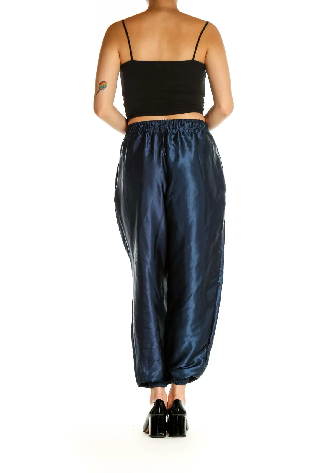 Blue Textured All Day Wear Trousers