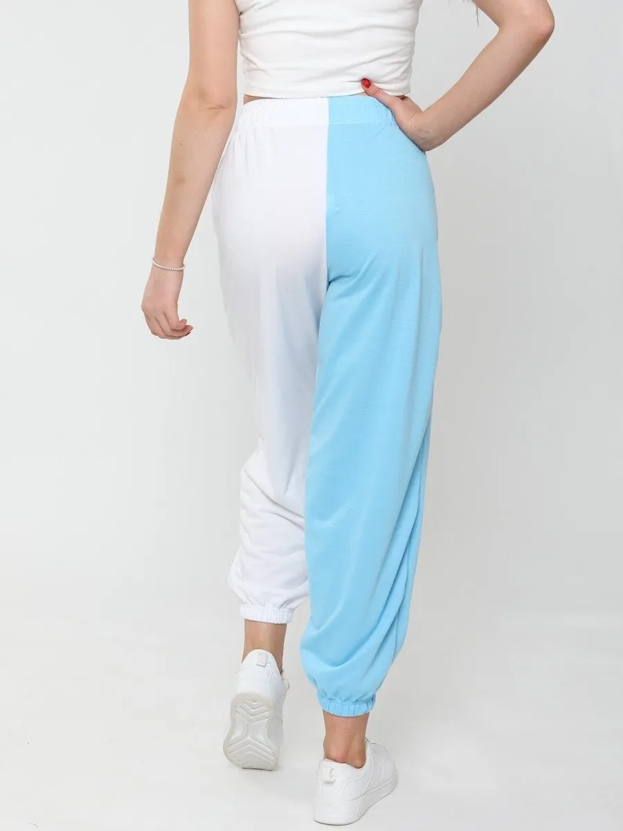 Blue Two Tone Oversized Joggers