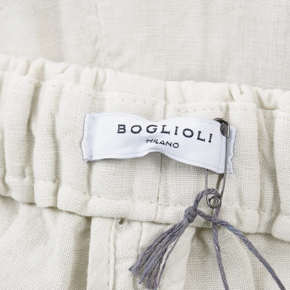 Boglioli Linen Pants with Drawstring Waist
