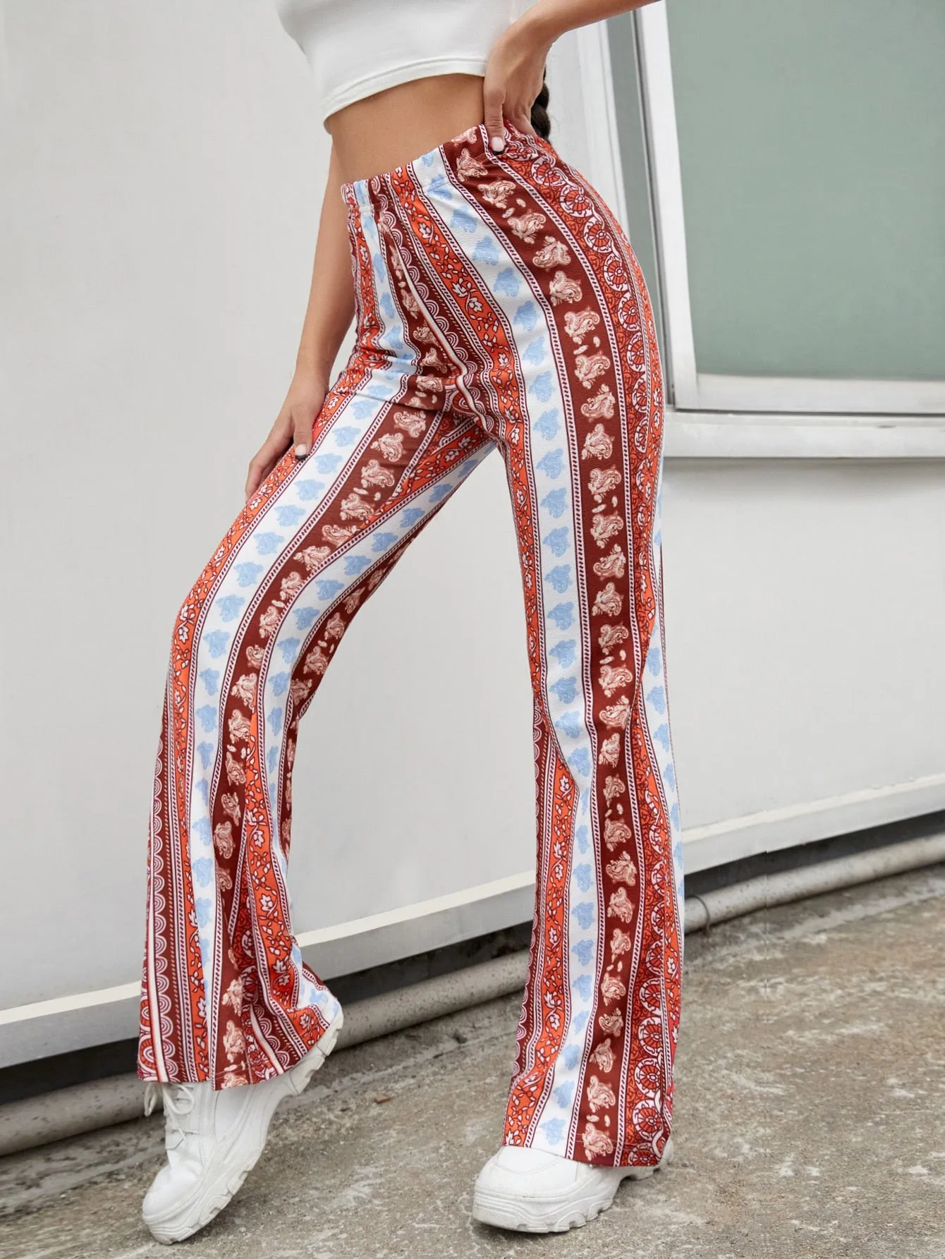 Boho Floral High Waist Long Women Pants