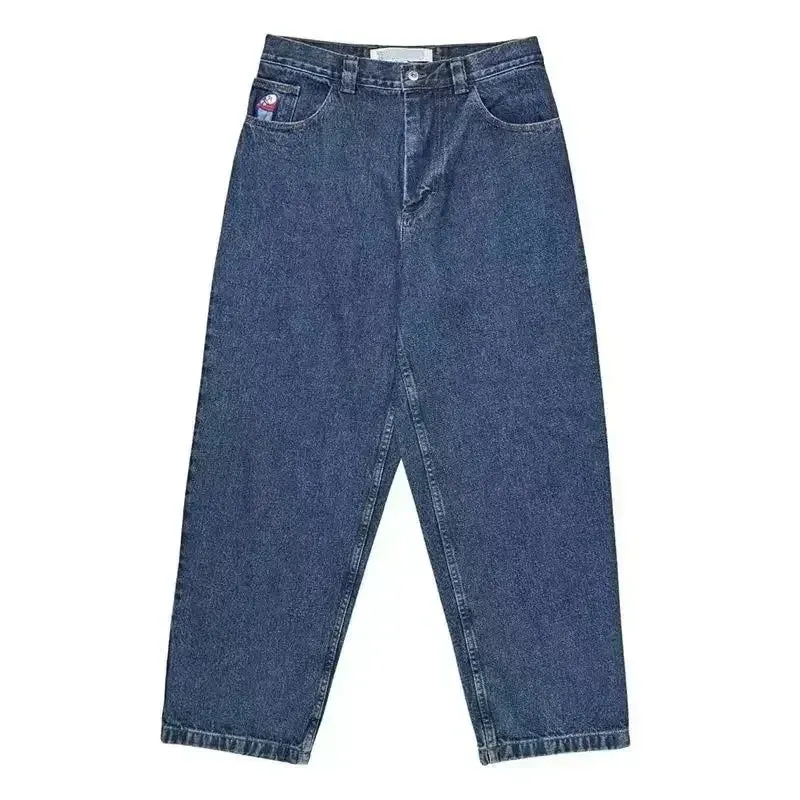 Bonnyshow -American Retro Jeans Y2K Big Pattern Trousers Loose Jeans Gothic High Waist Wide Pants Street Wear Trousers