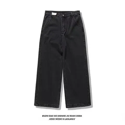 Bonnyshow Jeans New Harajuku Hip Hop Retro Skull Graphic Embroidered Baggy Jeans Denim Pants Men Women Goth High Waist Wide Trousers