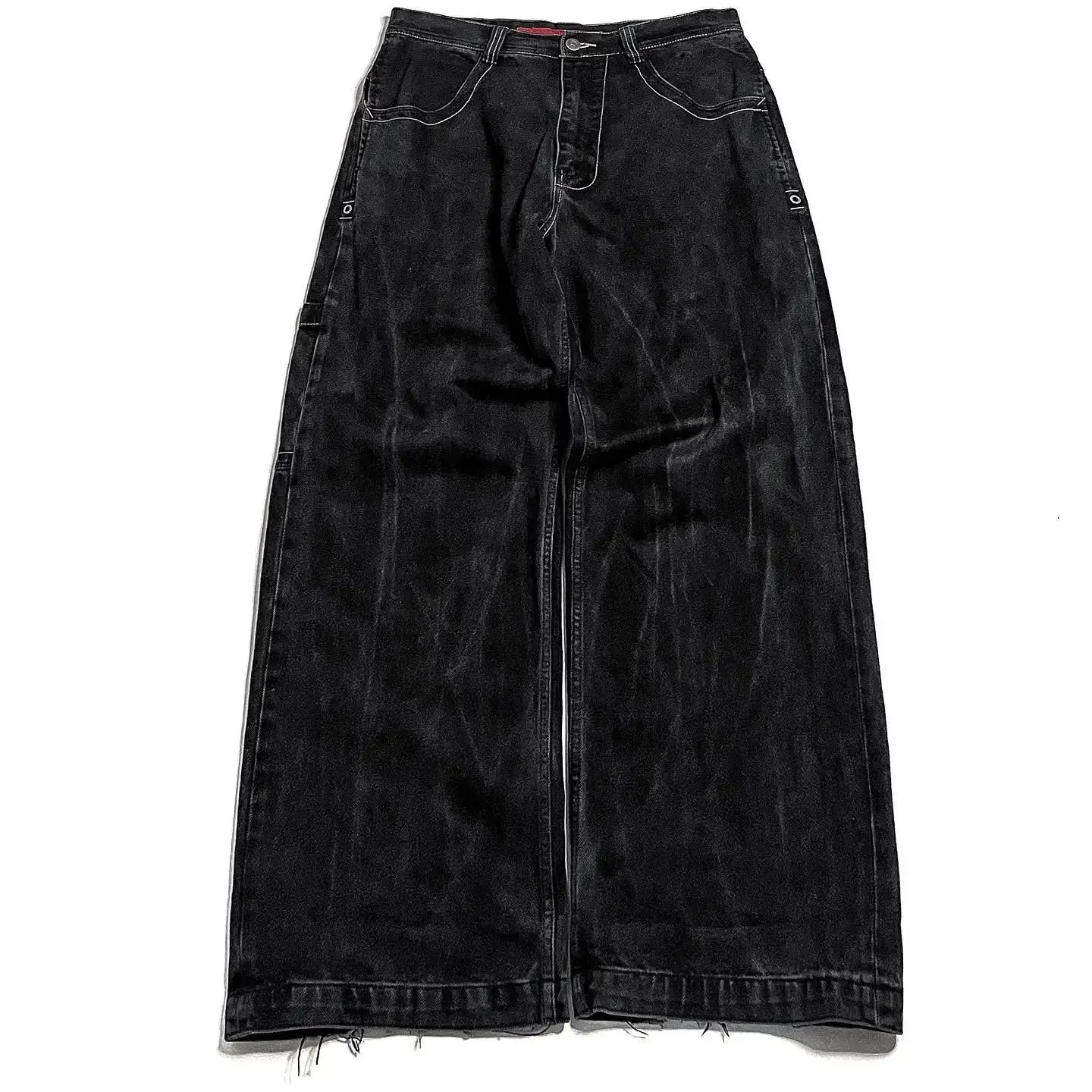 Bonnyshow Jeans New Harajuku Hip Hop Retro Skull Graphic Embroidered Baggy Jeans Denim Pants Men Women Goth High Waist Wide Trousers