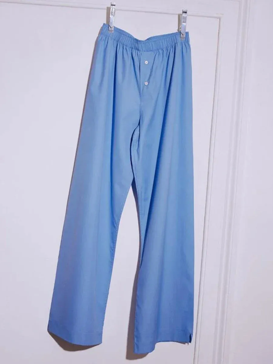 Bonnyshow Women's Y2K Retro Vintage Casual Striped/Solid Long Pants Button Elastic High Waist Aesthetic Loose Straight Trousers