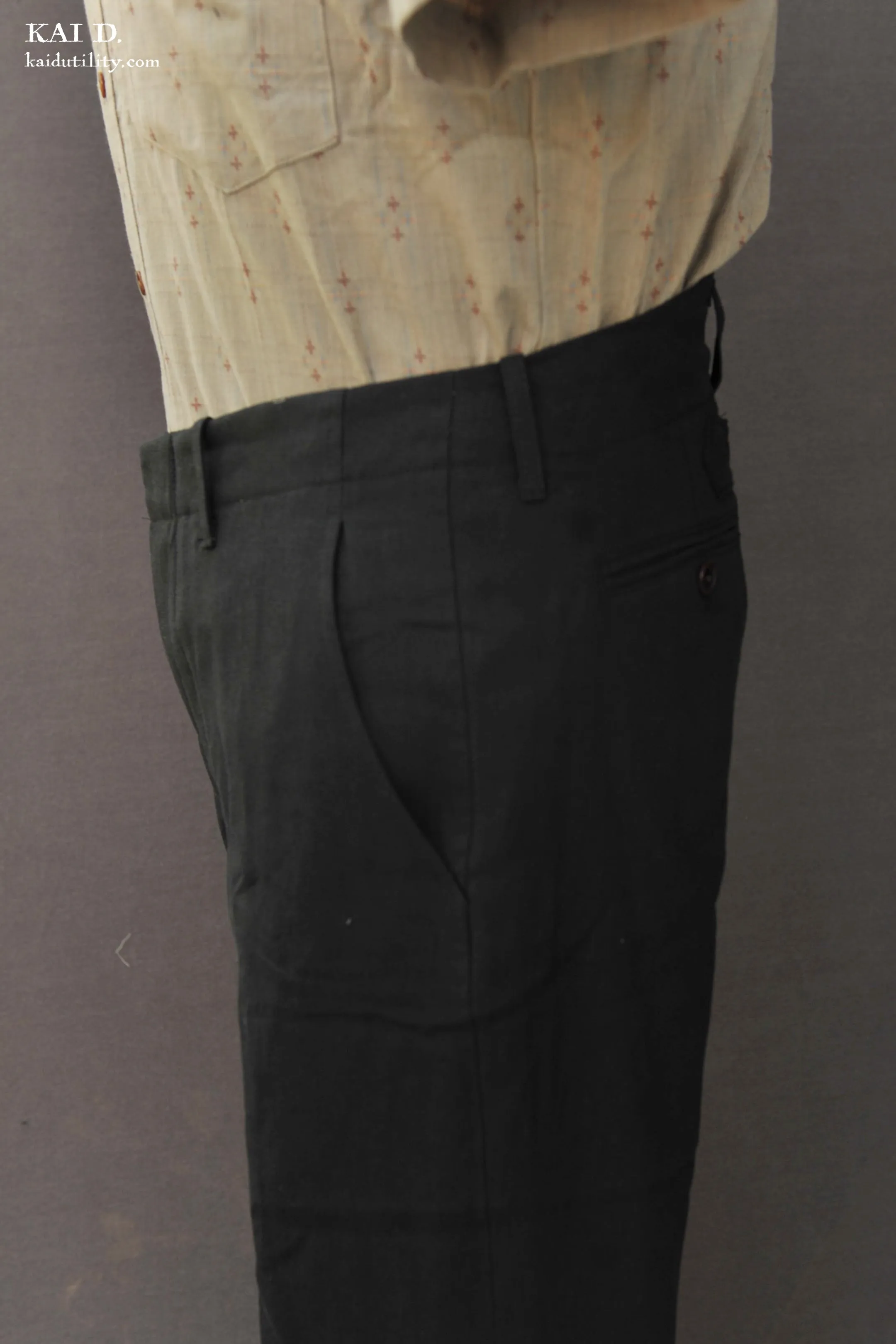 Borough Pants - Cotton Linen Herringbone - Black - 30, 32, 36