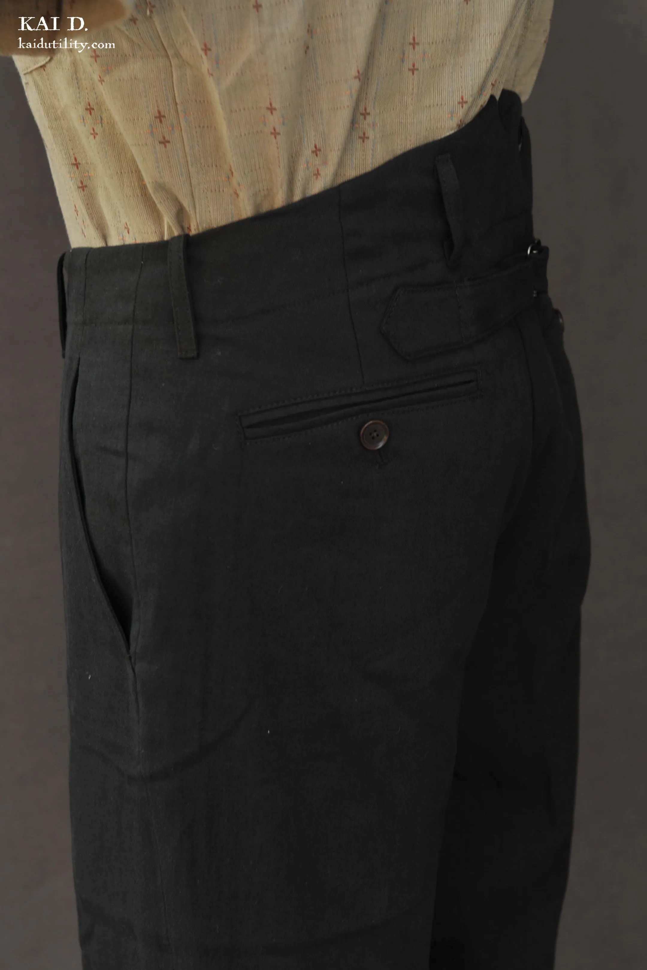 Borough Pants - Cotton Linen Herringbone - Black - 30, 32, 36