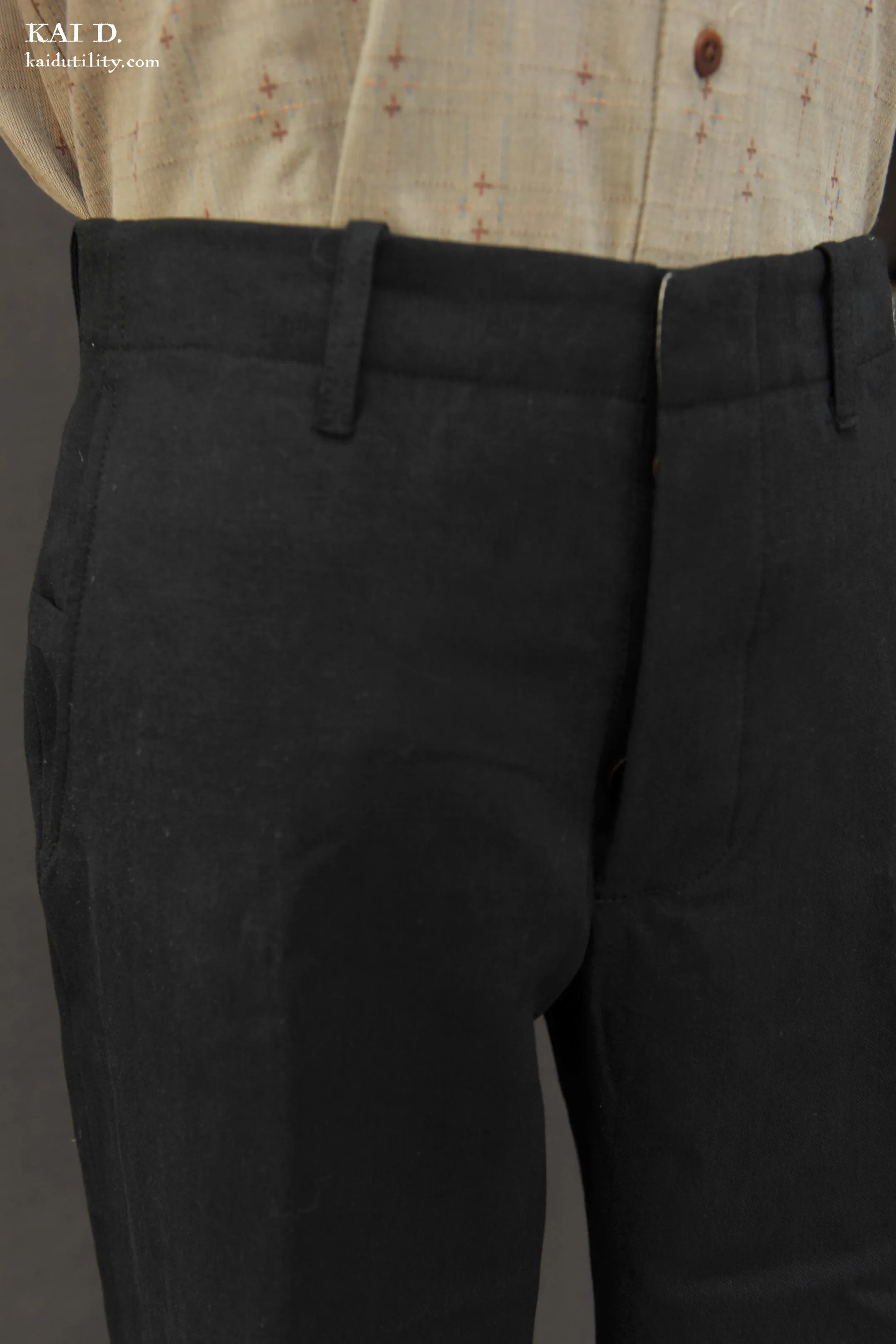 Borough Pants - Cotton Linen Herringbone - Black - 30, 32, 36