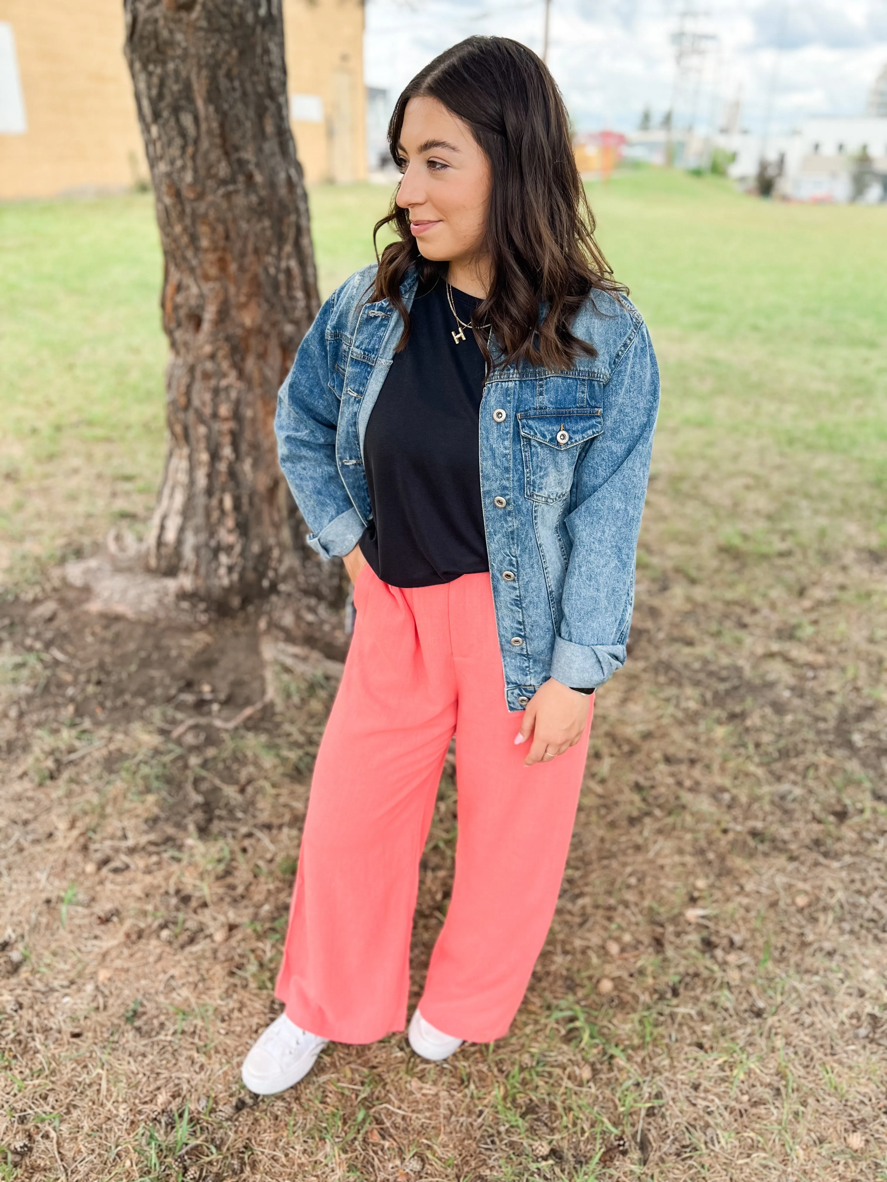 Botanical Linen Trousers - Pink