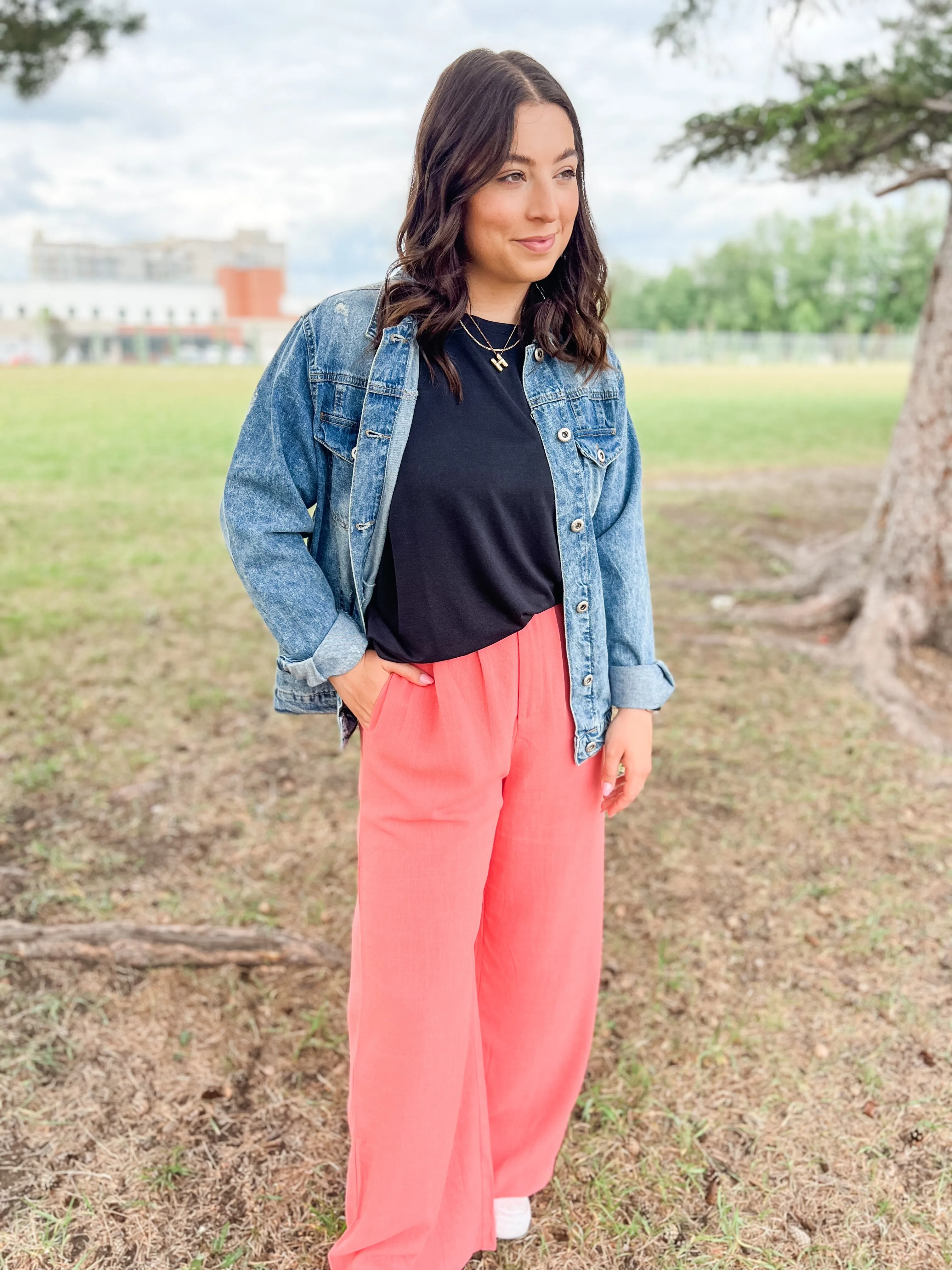 Botanical Linen Trousers - Pink