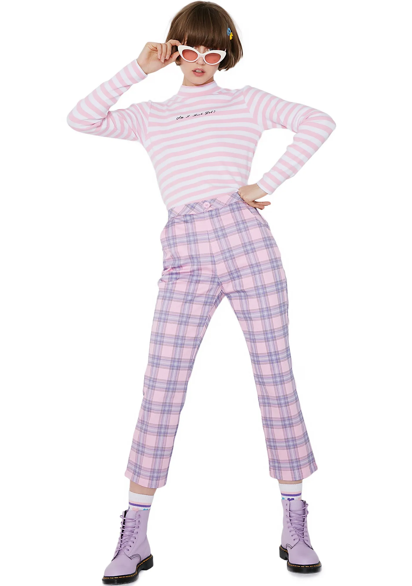 Bow Bum Check Trousers