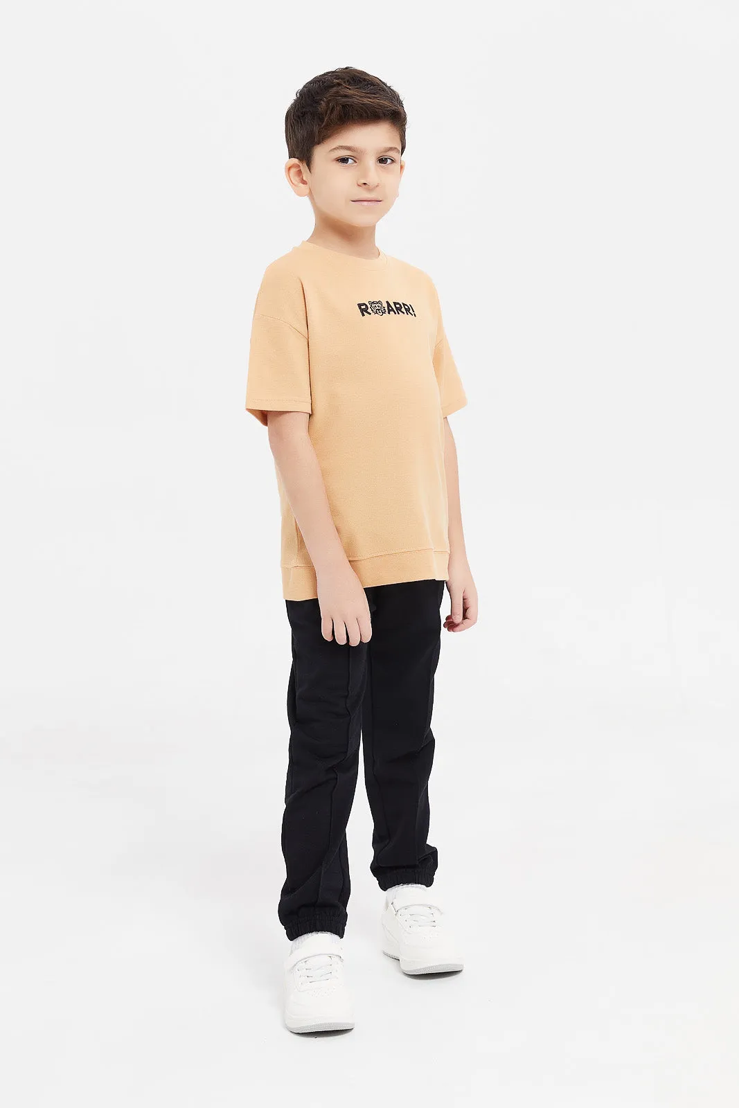 Boys Black Neon Waist Pull On Joggers