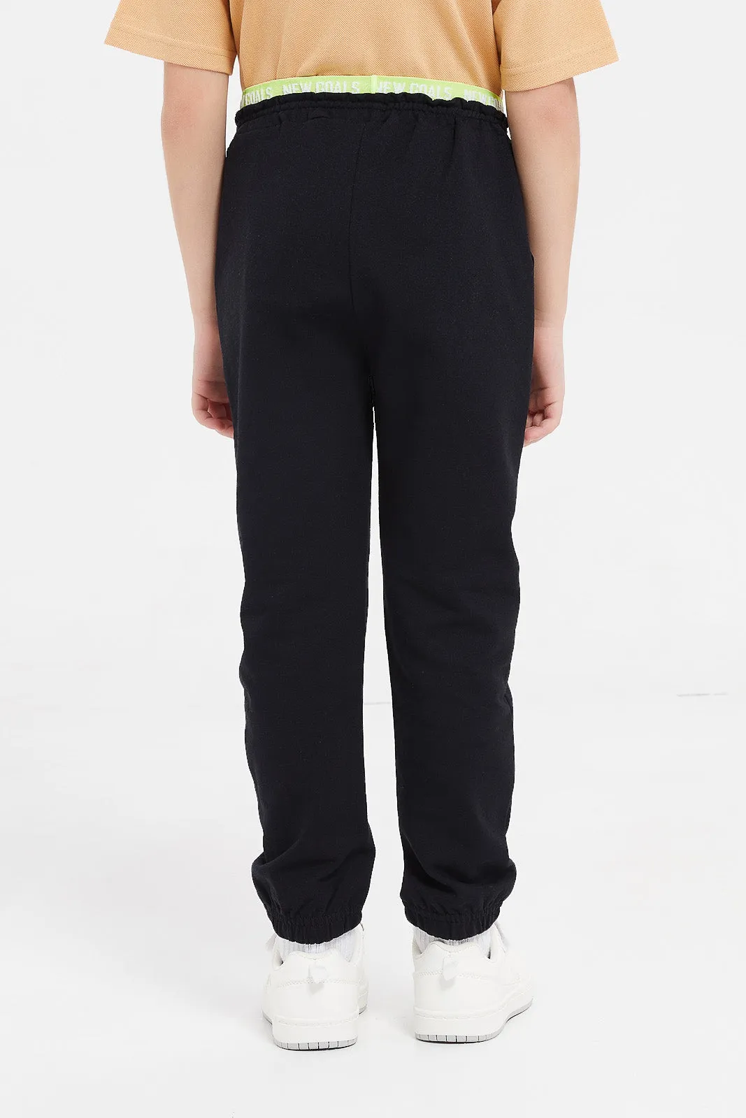 Boys Black Neon Waist Pull On Joggers