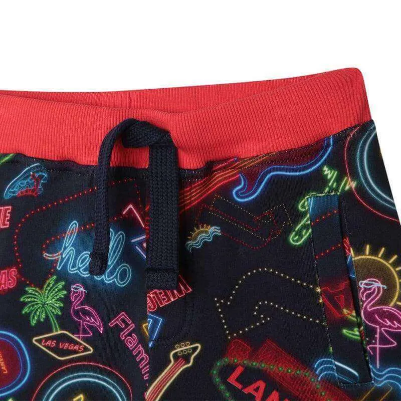 Boys Red Neon Print Shorts
