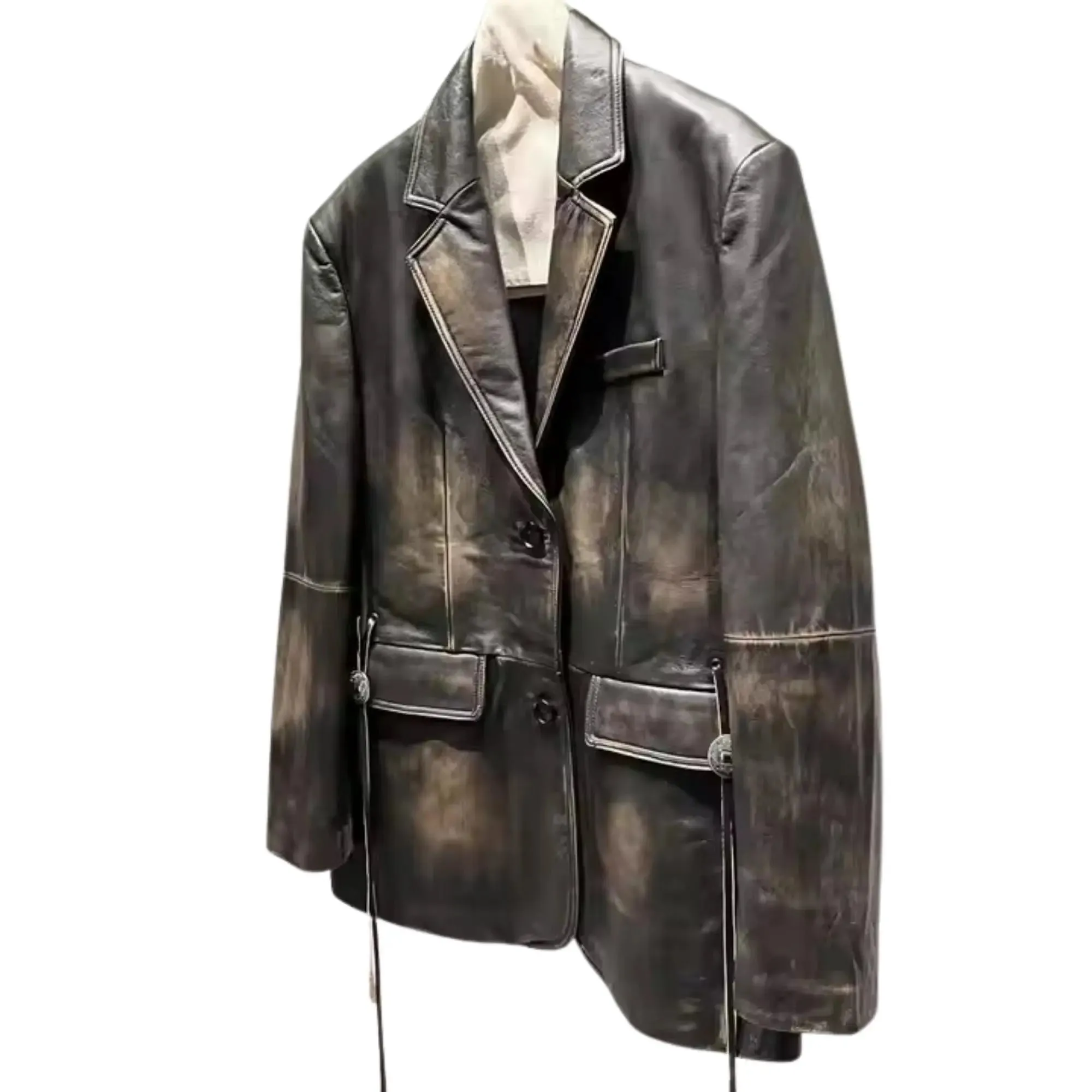 Brushed brown leather Blazer