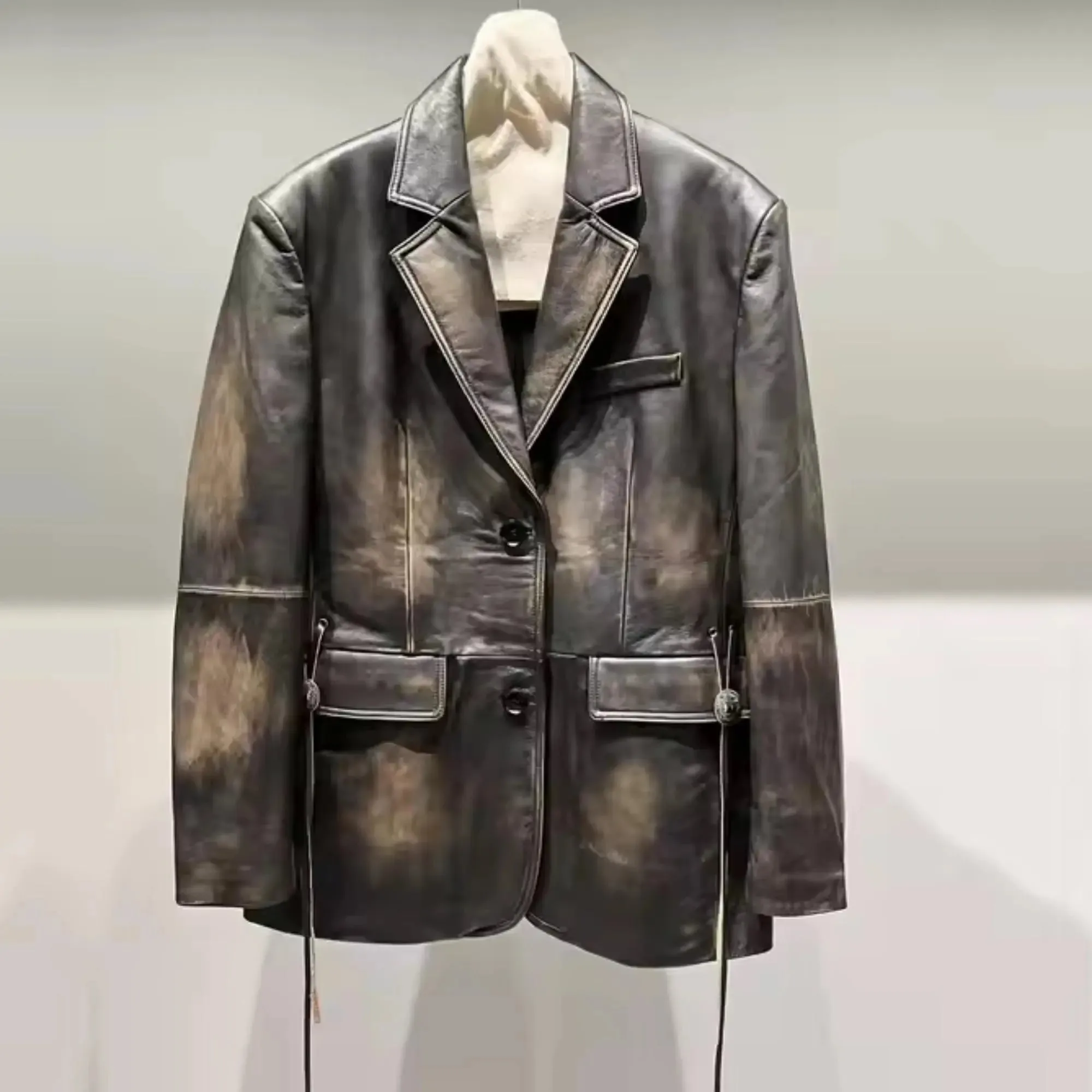 Brushed brown leather Blazer