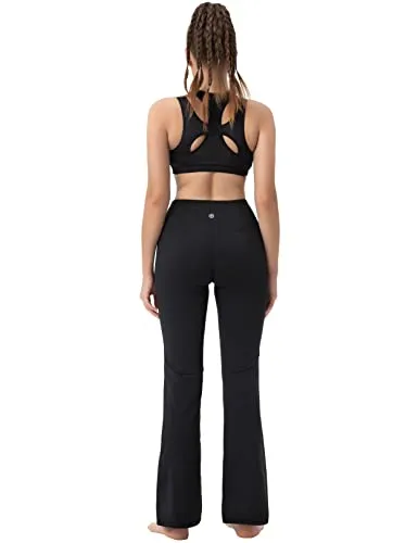 BUBBLELIME 29"/31"/33"/35"/37" 4 Styles Women's High Waist Bootcut Yoga Pants - Basic Nylon_DARKNAVY L-35 Inseam