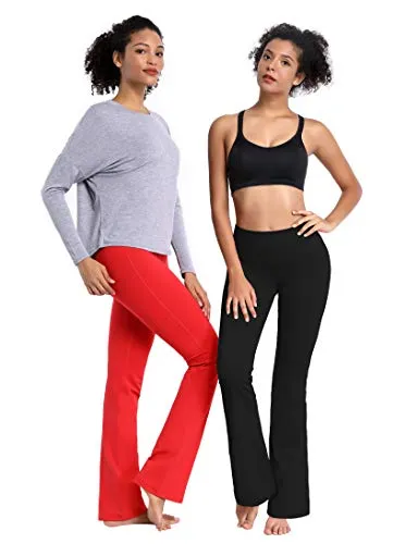 BUBBLELIME 29"/31"/33"/35"/37" 4 Styles Women's High Waist Bootcut Yoga Pants - Basic Nylon_DARKNAVY L-35 Inseam