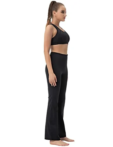 BUBBLELIME 29"/31"/33"/35"/37" 4 Styles Women's High Waist Bootcut Yoga Pants - Basic Nylon_DARKNAVY L-35 Inseam