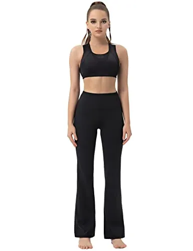 BUBBLELIME 29"/31"/33"/35"/37" 4 Styles Women's High Waist Bootcut Yoga Pants - Basic Nylon_DARKNAVY L-35 Inseam